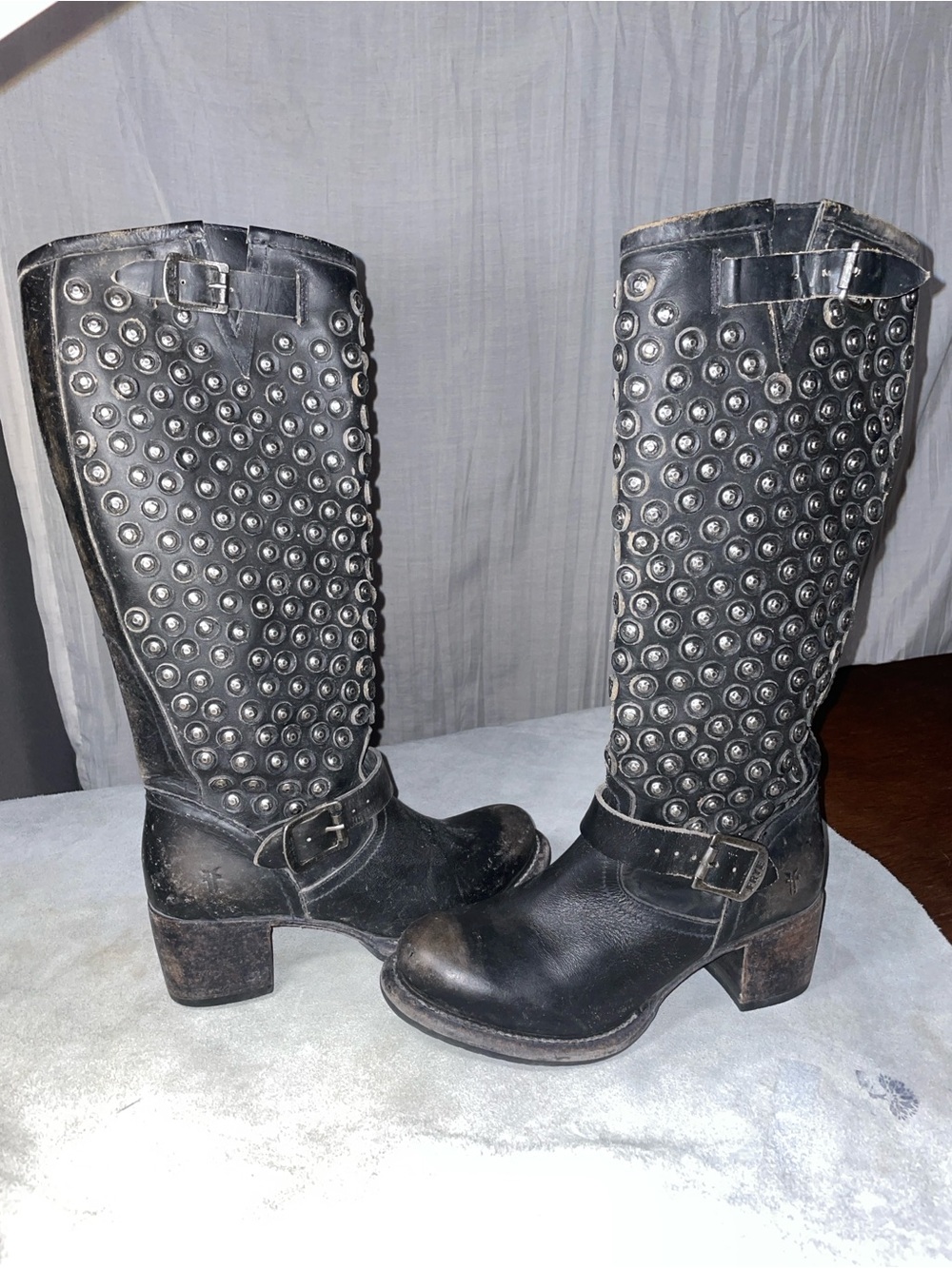 FRYE Vera Disc Tall Black Leather Boots - Picture 5 of 7